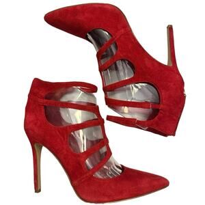 Bcbgeneration Cherry Red 4 Inch Sexy High Suede Heels size 7